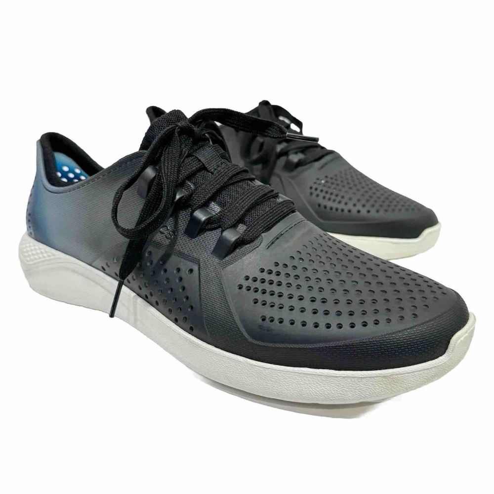 CROCS Black Blue LiteRide Color Dip Pacer Sneakers Lace Up Shoes Mens Size 9 EUC